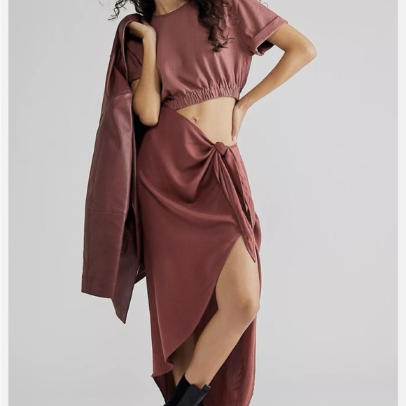 Free People Midi Dress and Jacket Set in Deep Mauve - Picture 2 of 8